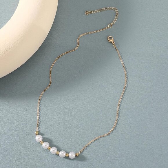 KummerSaprk Pearl Choker Necklace for Women Layered Gold Beaded Jewelry Gift - Picture 6 of 7